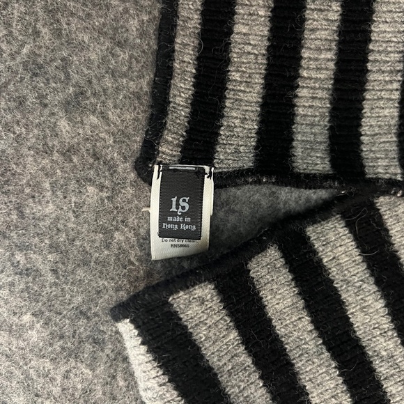 NORDSTROM Black & Grey Striped Wool Scarf 8' Long - Picture 4 of 5